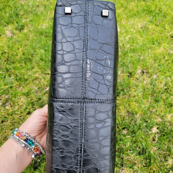 Y2K Stuart‎ Weitzman Black Vegan Snakeskin Embossed Shoulder Bag/Purse